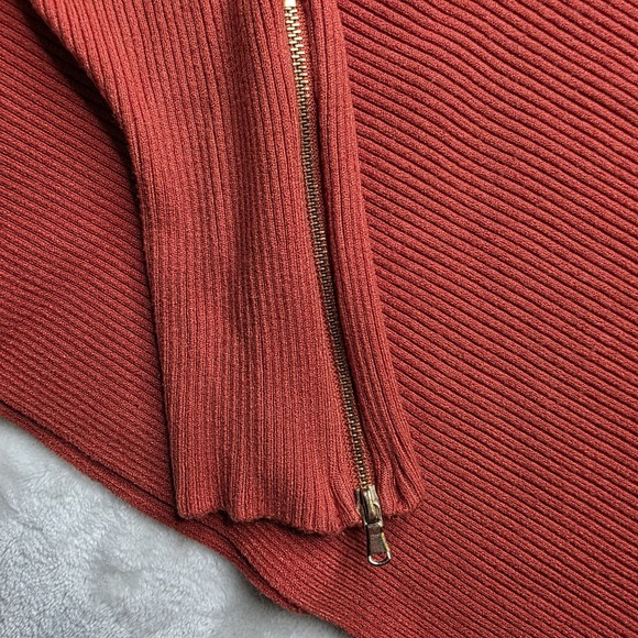 CARMEN MARC VALVO Coral Knit Sweater Sz XL Pullover Ribbed Zipper Dolman Sleeves - Picture 4 of 11